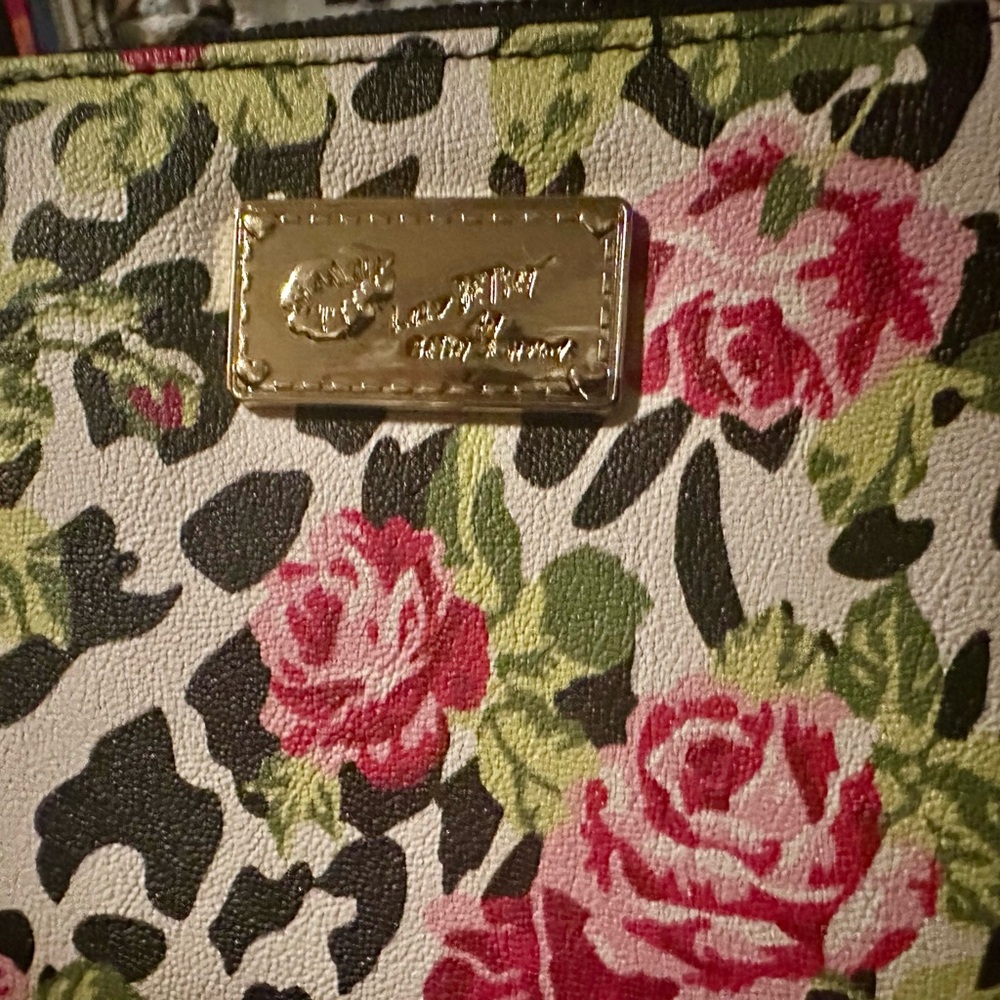 Betsey Johnson Green and Pink Floral Clutch